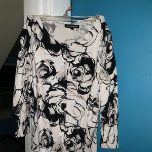 Black and White Floral Shaw